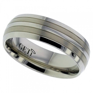 Patterned Titanium Wedding Ring (2219-GP)